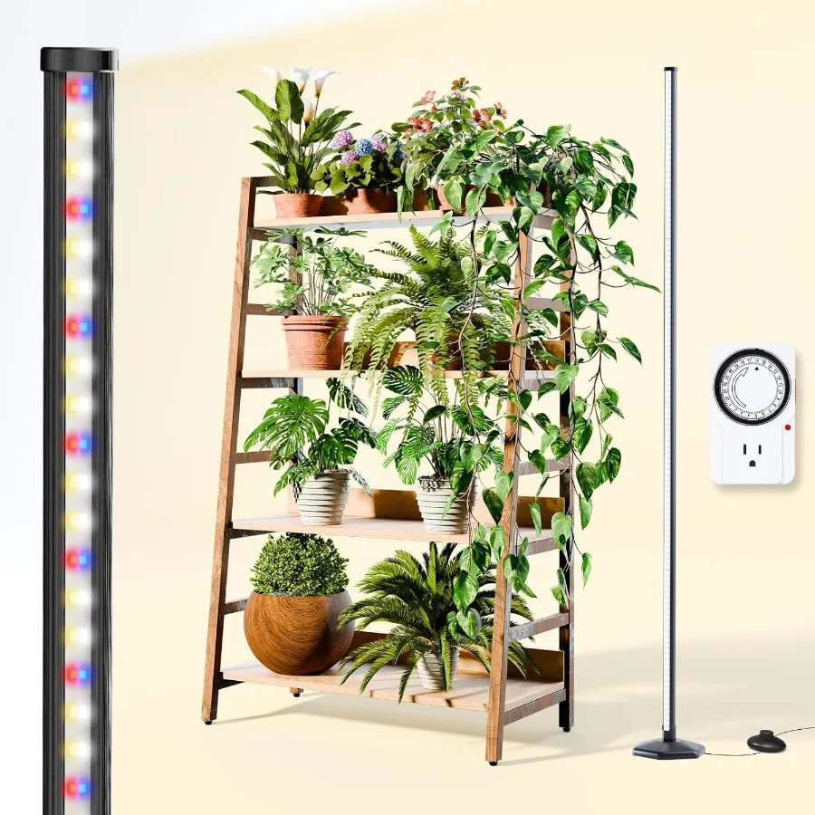 

Vertical Grow Light for Indoor Plants 42W 192 LEDs Full Spectrum 65 Inch Standing Grow Light with Timer Foot Switch 3 Light Mod