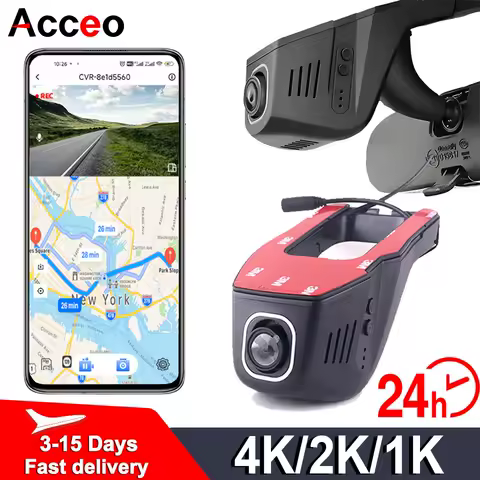 Acceo 4K/2K/1K Car Dashcam Driving Recorder with APP WiFi Parking Monitoring HD Night Vision Loop Video Car DVR Black Box