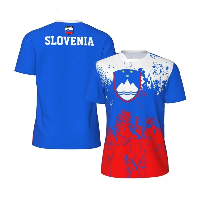 Camisetas de fútbol con patrón de Eslovaenia para hombre, camisetas para deportes al aire libre, camisetas de fútbol con estampado 3D, camiseta de calle de verano de manga corta