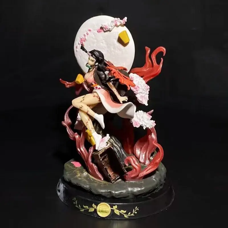 Hot Anime 14cm Demon Slayer Demonization Blood Burst Moon Scene Kamado Nezuko PVC Action Figure Model Highquality Toys Gift