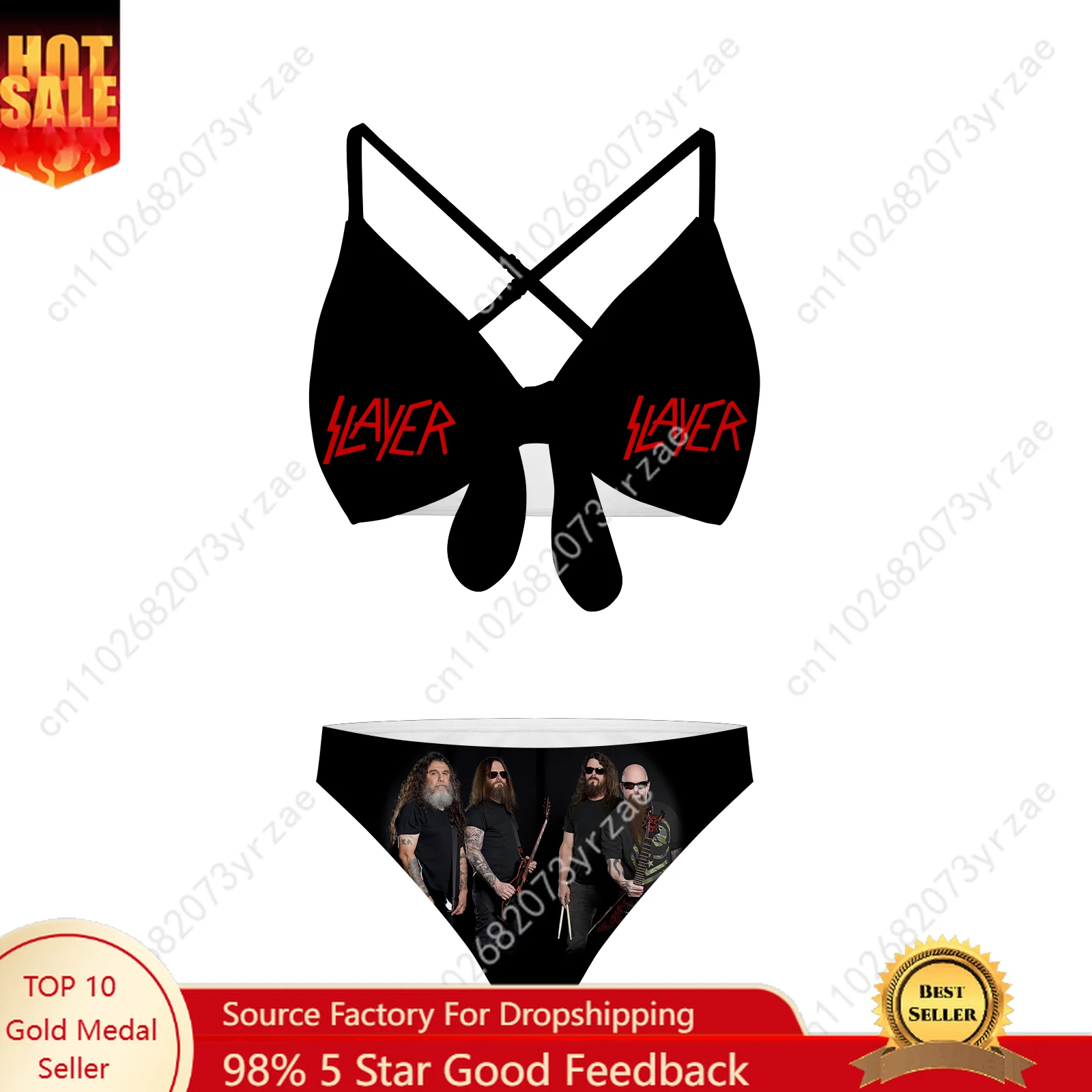 

Slayer Bathing Suits Cross Strap Suspenders Swimsuits Pool Party Beach Swimwear Womens Personalized Bikini Customize Beachwear