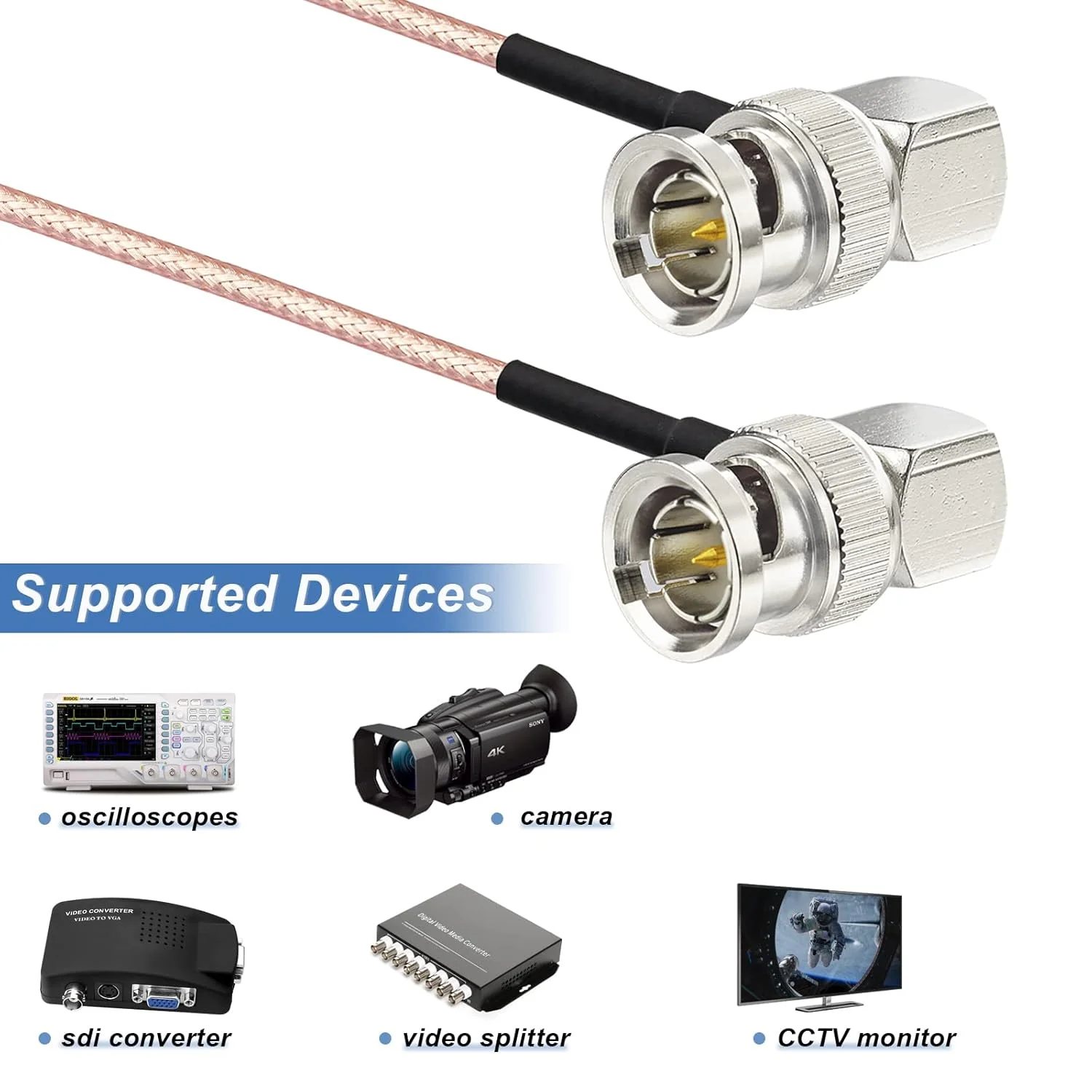 3G SDI Cable 3ft BNC Cable 75ohm HD-SDI Cable Right Angle for Cameras and Video，Supports HD-SDI/3G-SDI SDI Capture Card，SDI Vide