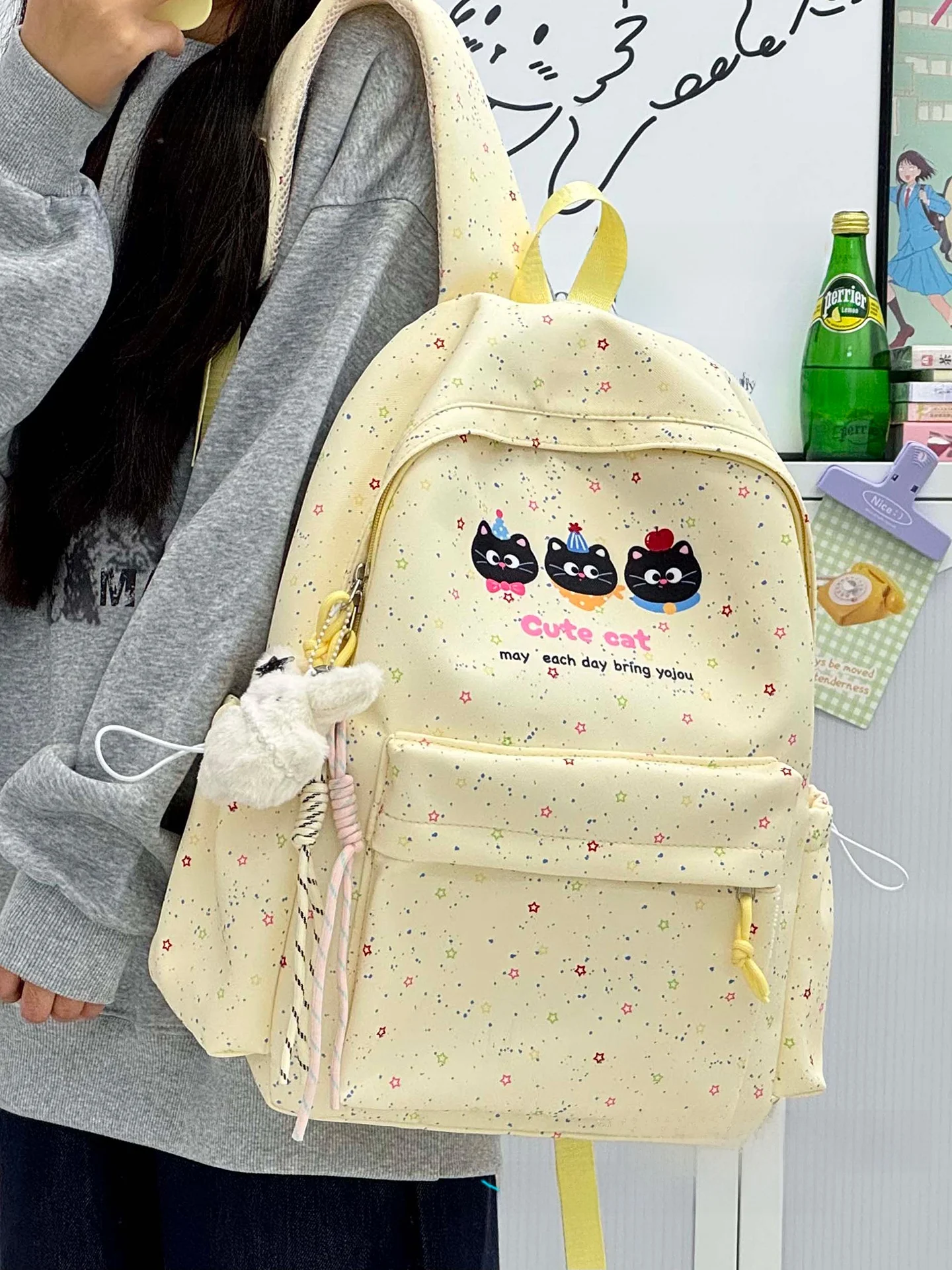 

Adorable Cartoon School Bag Large Capacity Campus Backpack for Junior High Girls Ins Design Double Shoulder Bag Polyester...