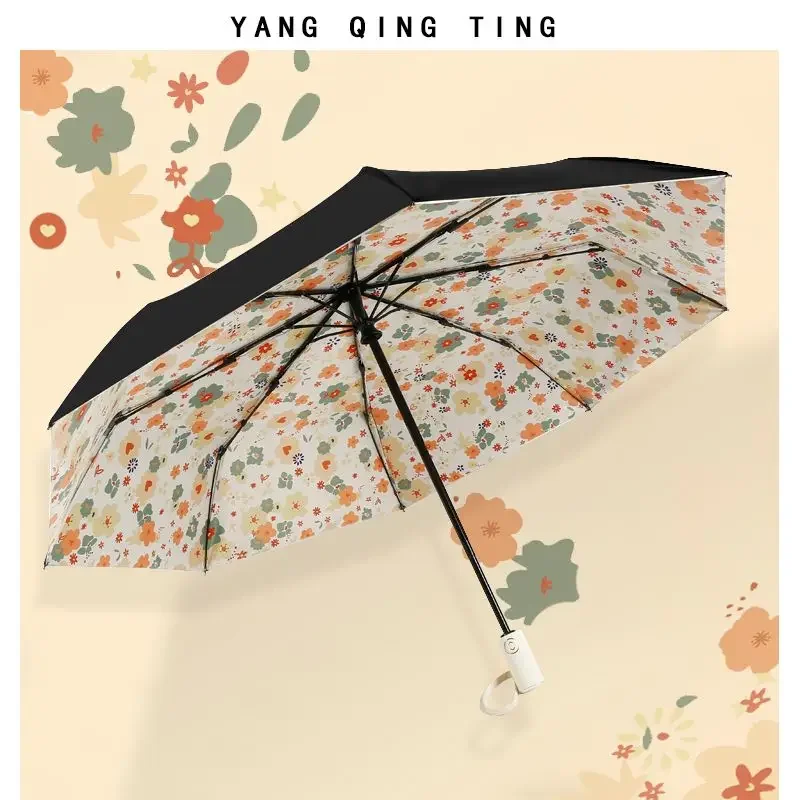 Folding sun umbrella, sun protection, UV protection, sun umbrella ins, small floral fragments