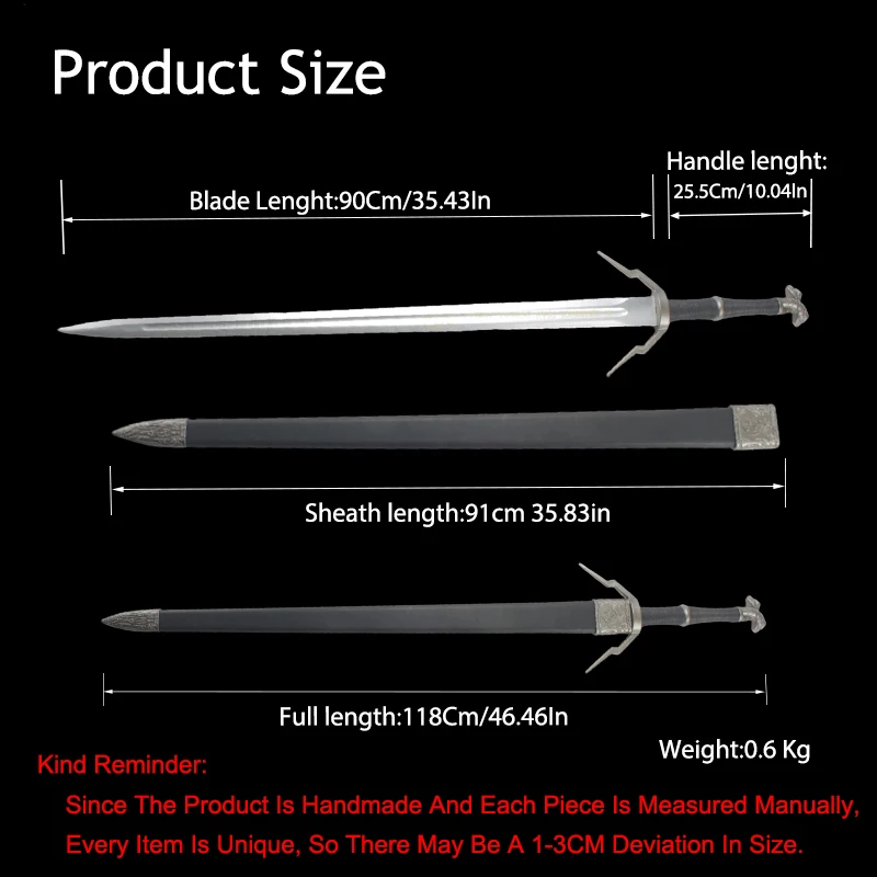 118Cm Medieval Style Bamboo Blade Sword Decorative Cosplay Props Ornament Collection Not Sharp Home Display Swords With Sheath