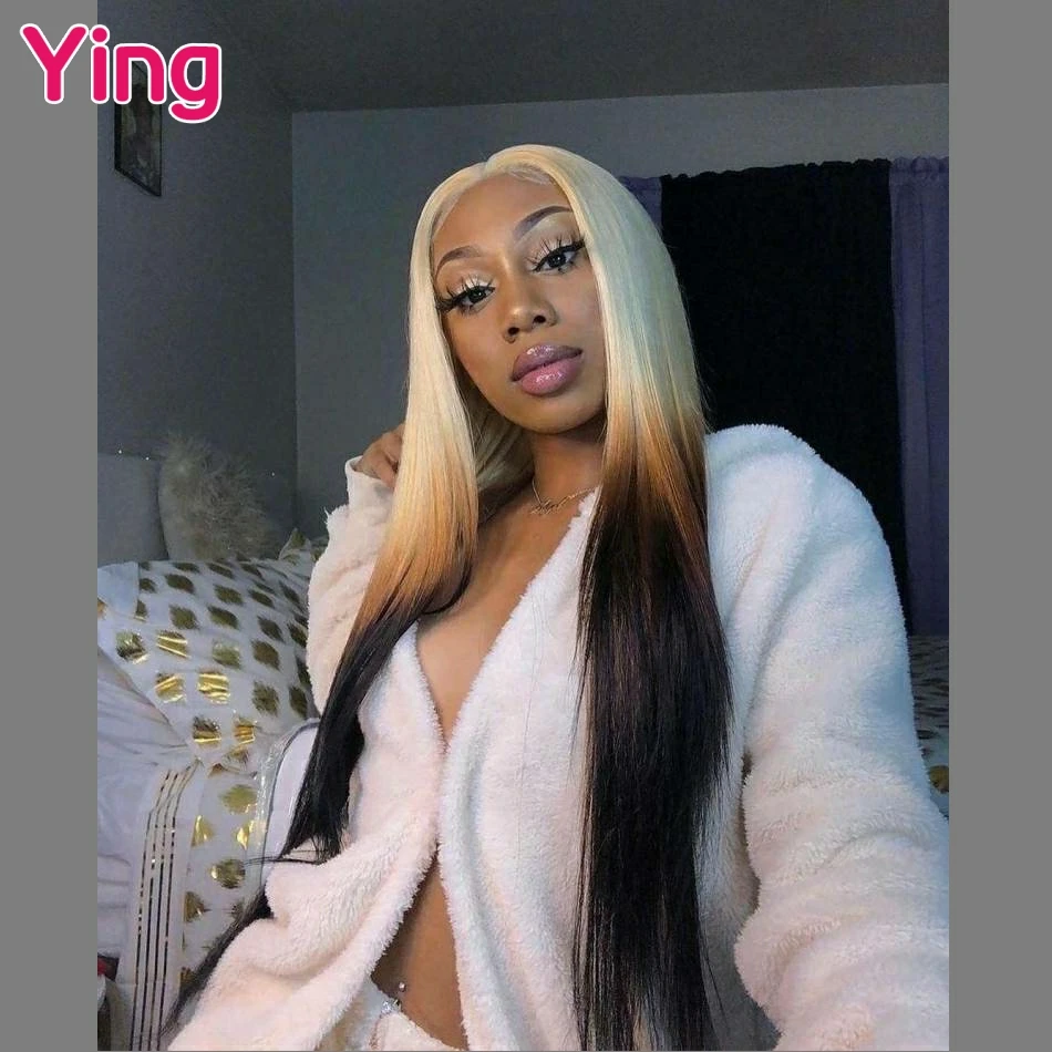 Omber 613 Blonde Brown Straight 13x4 13x6 Lace Frontal Wigs Human Hair PrePlucked With Baby Hair Ready Go Wigs For Black Women