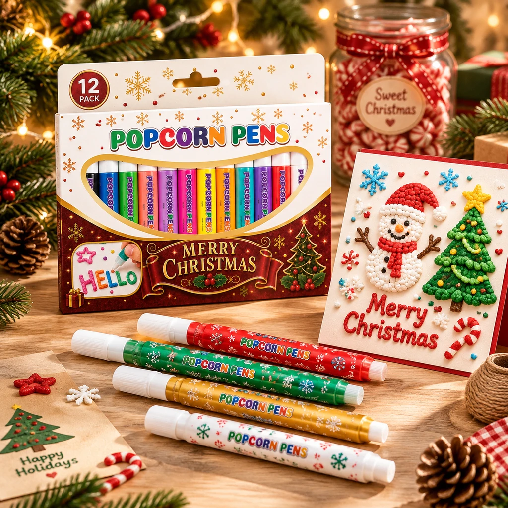 Copic Marker Sketch - Christmas Popcorn Pen 3D Puffy Paint