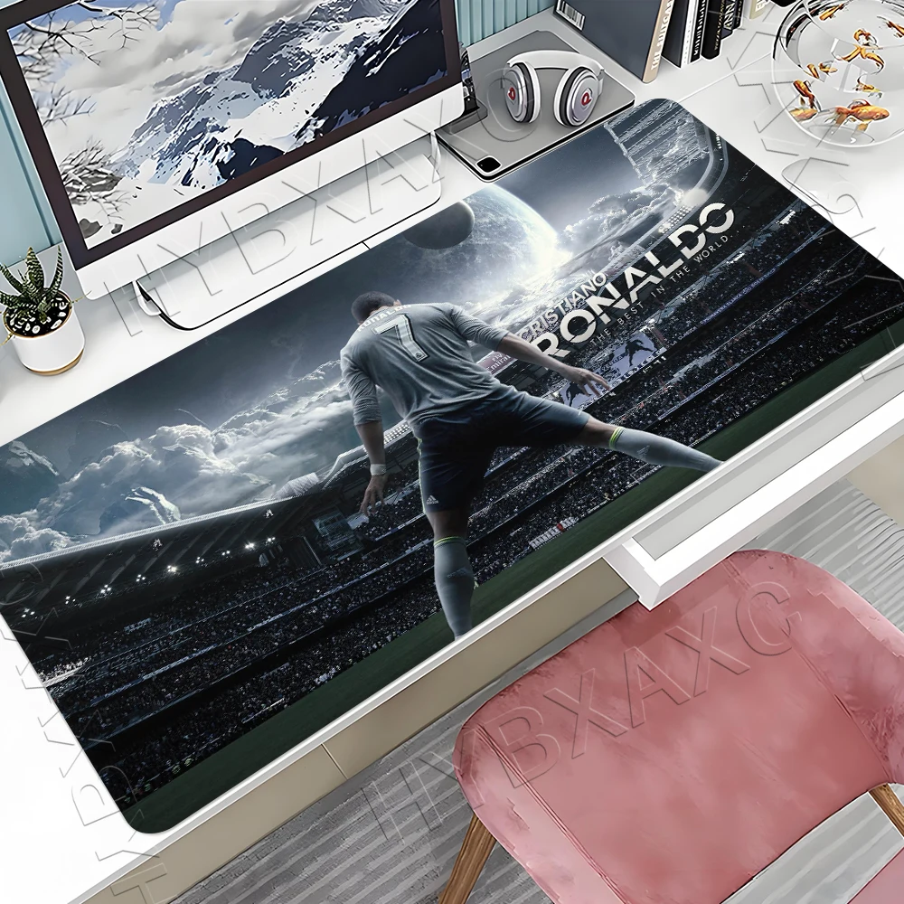 Alfombrilla de ratón CR7 Football Star R-Ronaldo, alfombrilla grande para juegos Lockedge de dibujos animados, alfombrilla para teclado de jugador, alfombrilla para ratón de escritorio, alfombrilla de escritorio para PC