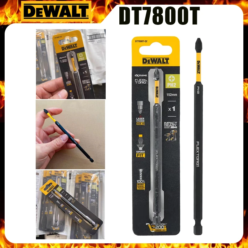 DEWALT DT7800T 152mm PH2 FlexTorq Ponta de Parafusadeira de Impacto Extremamente Durável PH para Parafusadeiras de Impacto Elétricas