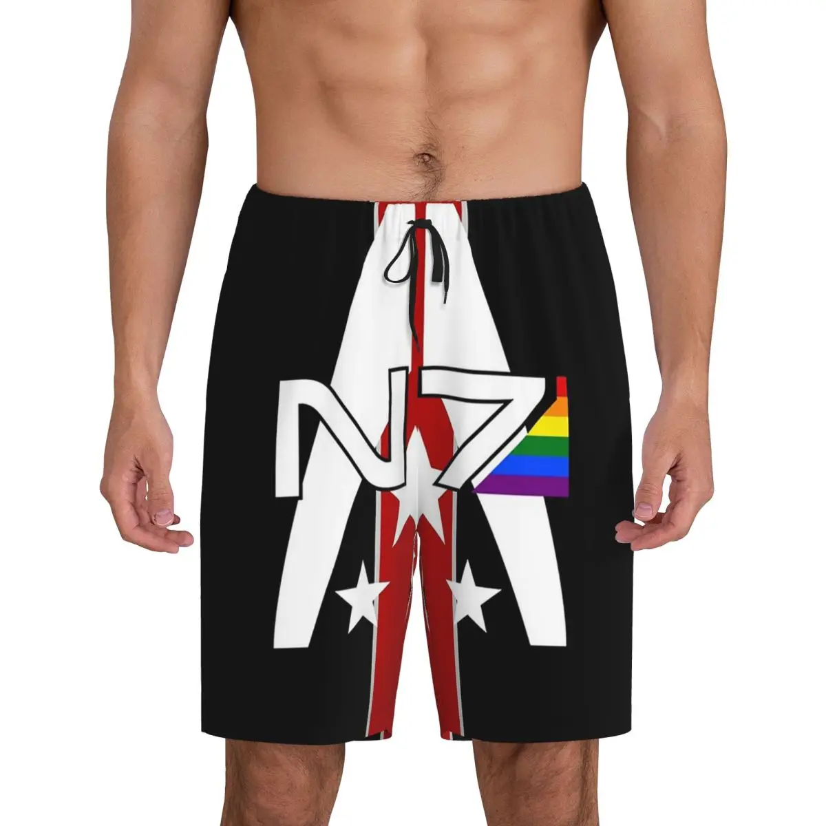 

Мужские короткие пижамные шорты Custom N7 Pride, Mass Effect, для сна и отдыха