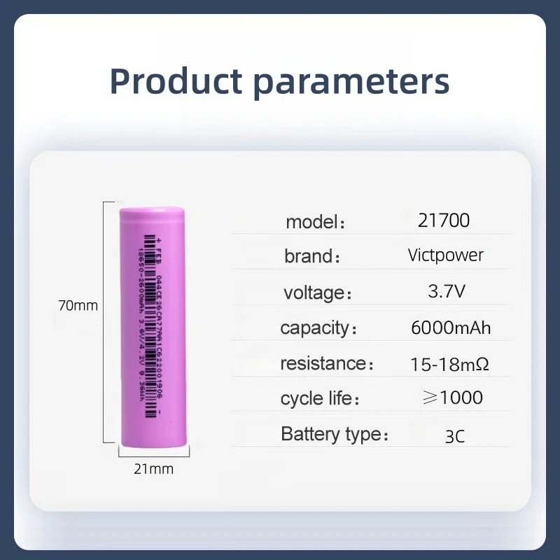 Victpower 10PCS 217000 3.7V 6000mAh 3C  High Magnification Rechargeable Lithium Battery Pack Cylindrical Ion Batteries for Toys