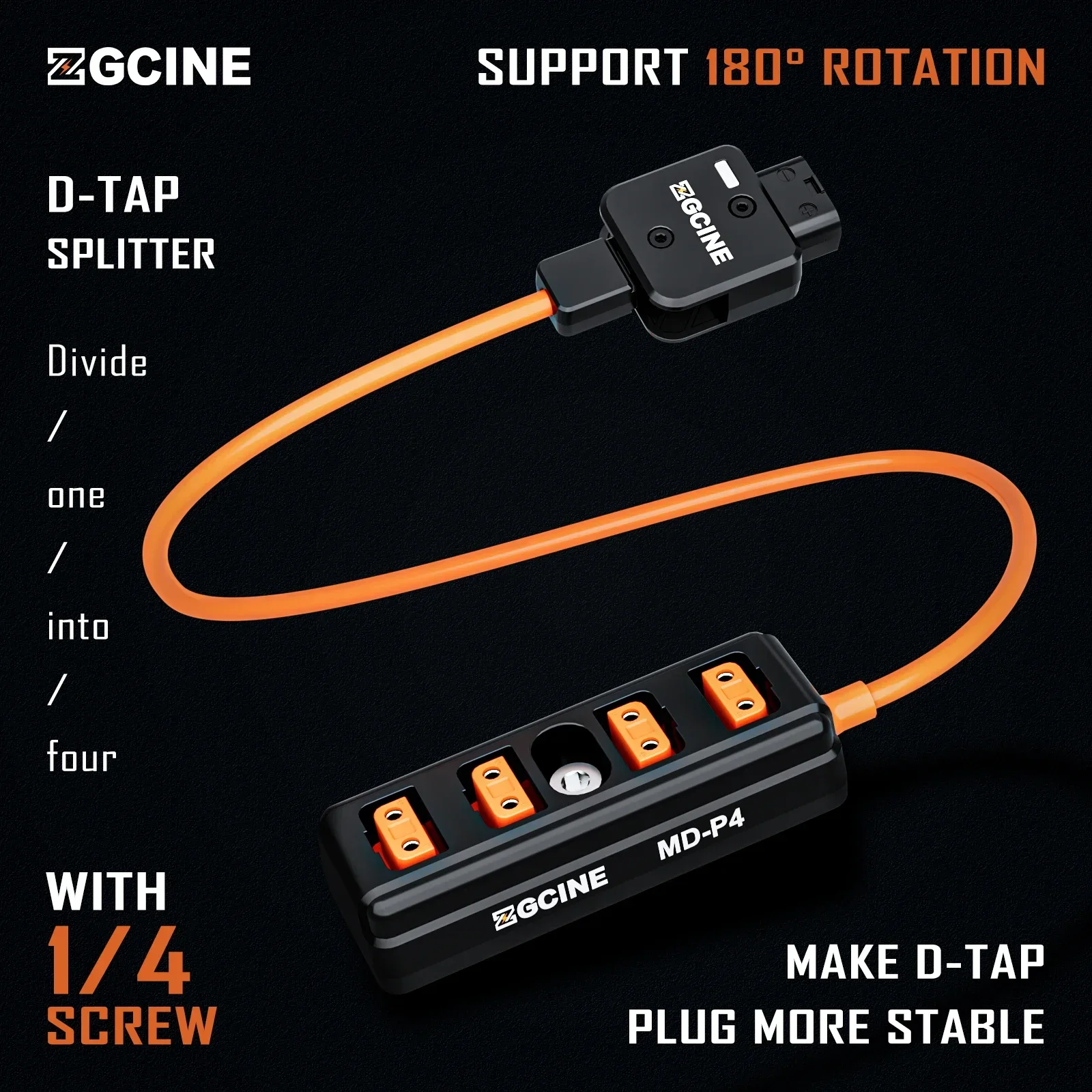 ZGCINE MD-P4 D-Tap إلى 4 D-Tap One Point Four Splitter كابل محول لسوني NPF، NP-FZ100 Canon LP-E6، BMPCC