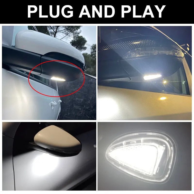 

2PCS For VW Touran Golf 6 Variant Cabriolet Limousine 2010 2011 2012 2013 2014 LED Under Mirror Puddle Light Bulb OEM:6R0945291