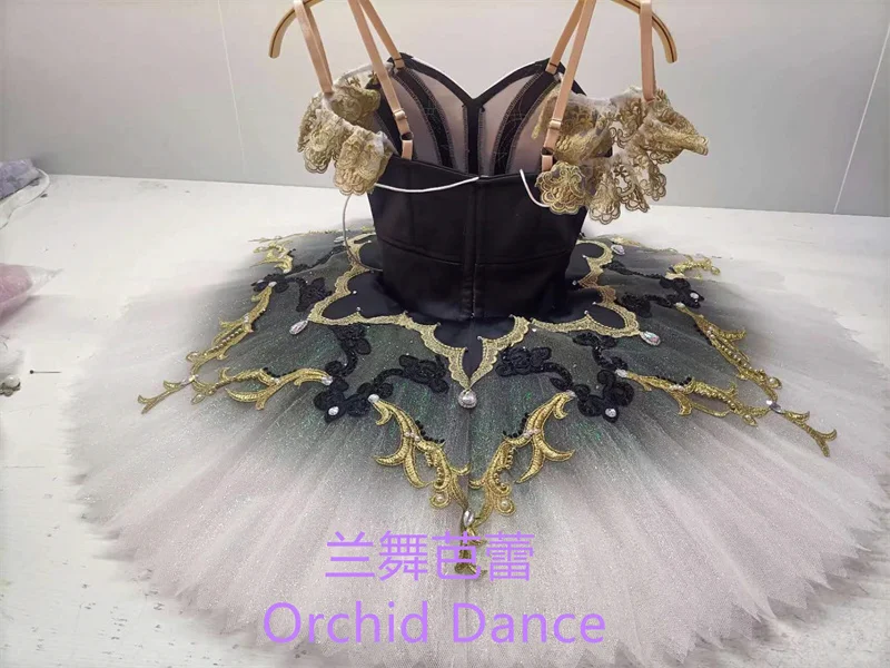 Gradient Professional High Quality Women Adult Performance Wear Girls Black White Swan Lake Ballet Tutu Costumes