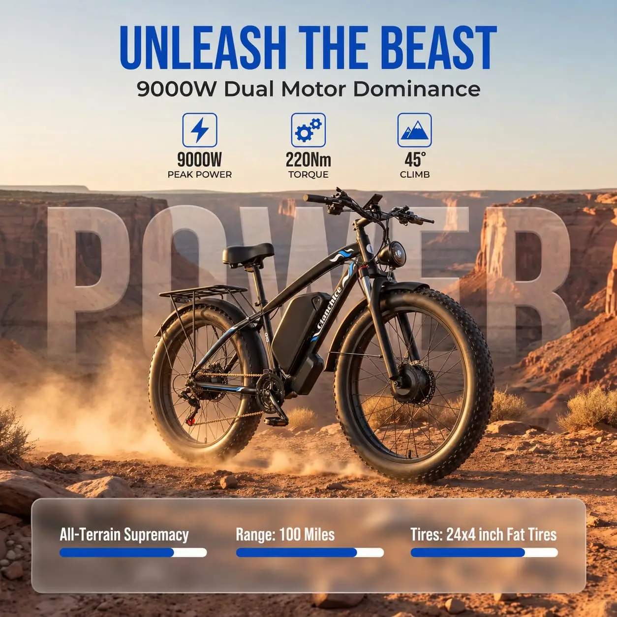 9000W Dual Motor Ebike 58V 36Ah 40-45MPH 24