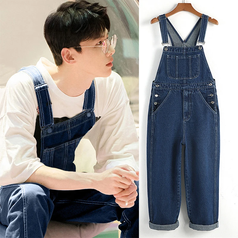 

Цельный джинсовый комбинезон с высокой талией, мужские свободные широкие брюки, повседневная рабочая одежда, брюки-карго, осень-зима Faion