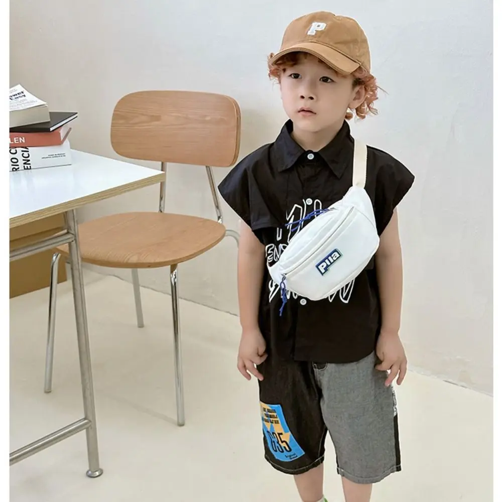 Letter Printed Children's Chest Bag Fashion Lightweight Large Capacity Travel Sling Bag Nylon Shoulder Bag