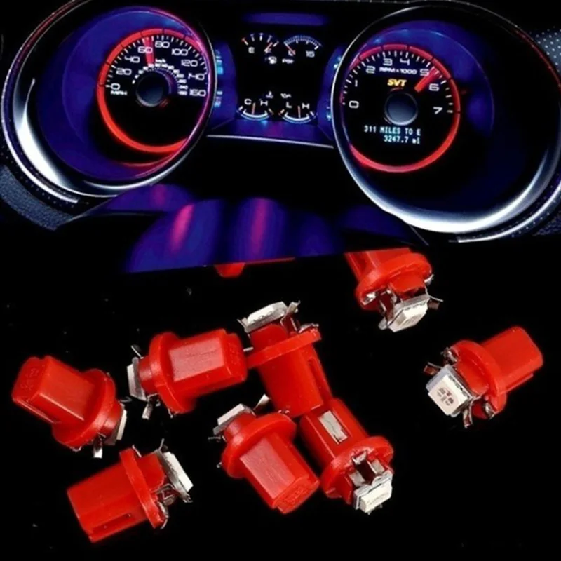 10Pcs T5 B8.5D Gauge 2-LED Car Dashboard Side Interior Dash Lights Bulbs Indicator