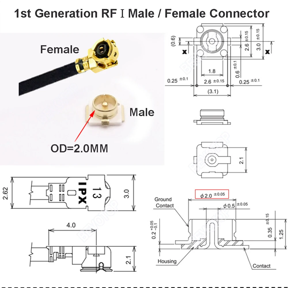 10PCS RF1.13 Cable Sing End  IPX-1 MHF4 Female Jack to PCB Soldering Open End Cable RF1.13 Coaxial Pigtail Cord