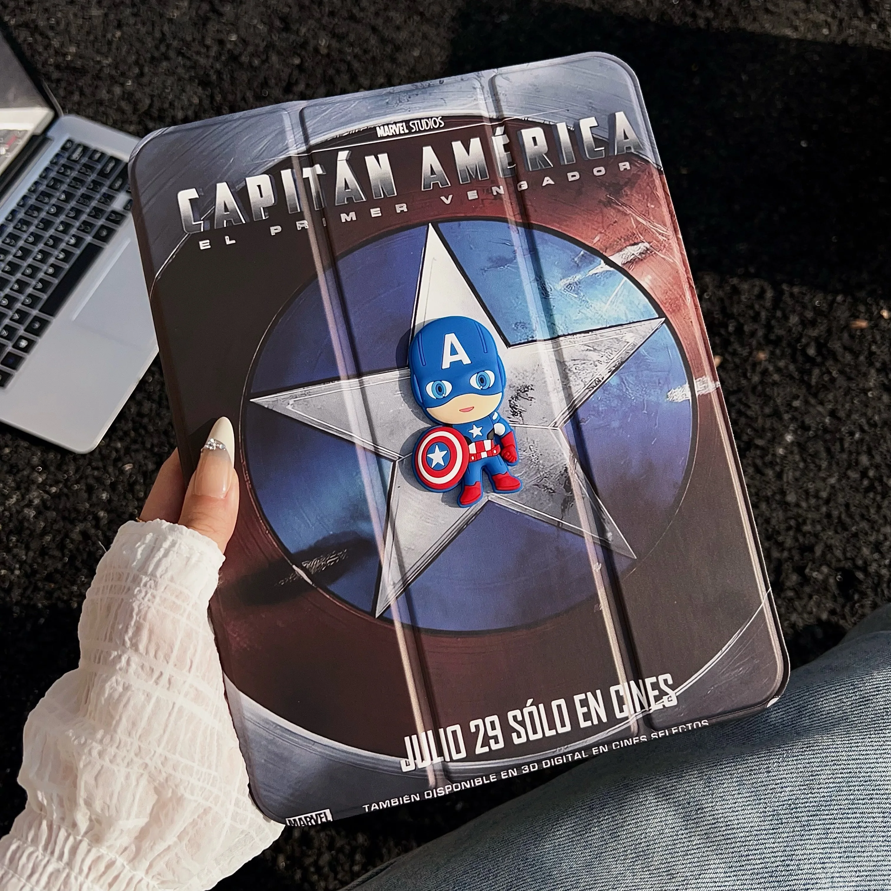 Etui z uchwytem Y do iPad Air 4 5 iPad 8. generacji 9. generacji Pro 11 Mini 6 7 8.3 modele Kreskówka Marvel 3D Superbohater Etui Ochronne na iPad z miejscem na rysik