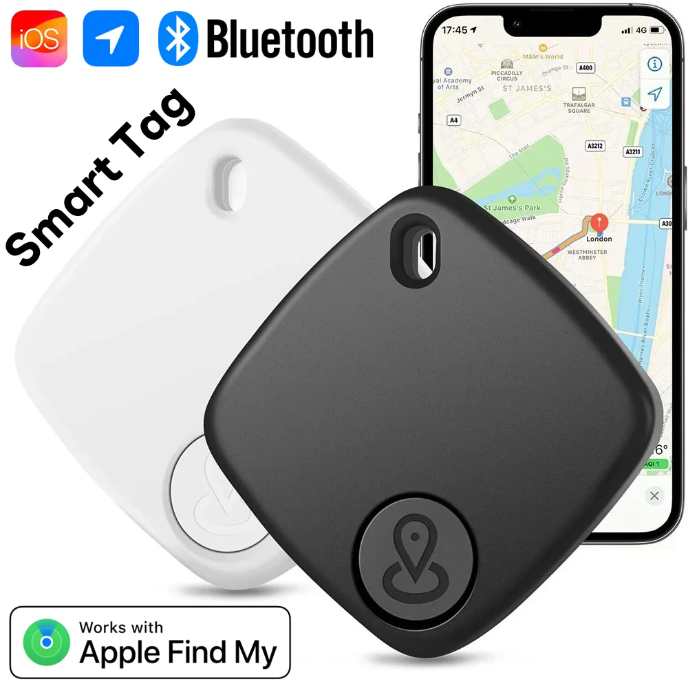 Smart Tag Bluetooth Mini GPS Tracker Locator Anti-lost Alarm for Key Wallet Suitcase Luggage Pet Finder Works with Apple Find My