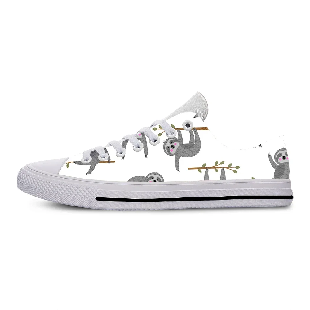 Luiaard Patroon Cartoon Anime Grappige Leuke Mode Zomer Casual Schoenen Lage Top Lichtgewicht Board Schoenen Ademend Heren Dames Sneakers