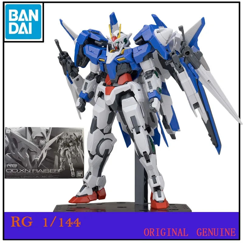 Bandai Original Gundam RG 00 XN RAISER GN-0000+GNR-010/XN Anime Action Figures Toys for Kids Gift Collectible Model Ornaments