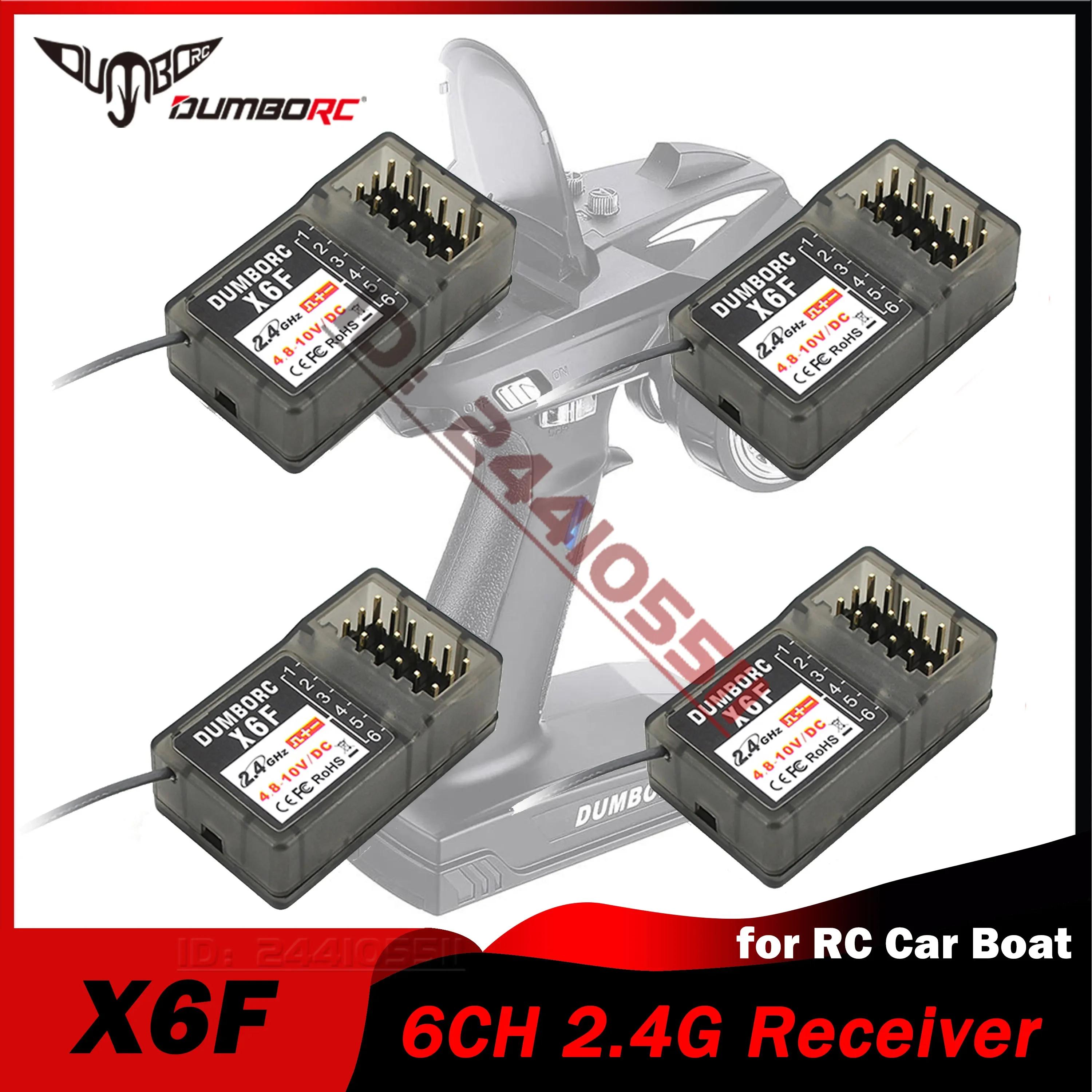 

DUMBORC 1/2/4PCS X6F 6CH 2.4G Receiver for X6 X4 X5 Transmitter Remote Controller MN-90 MN99s RC Car Boat Tank Vehicle Toy Parts