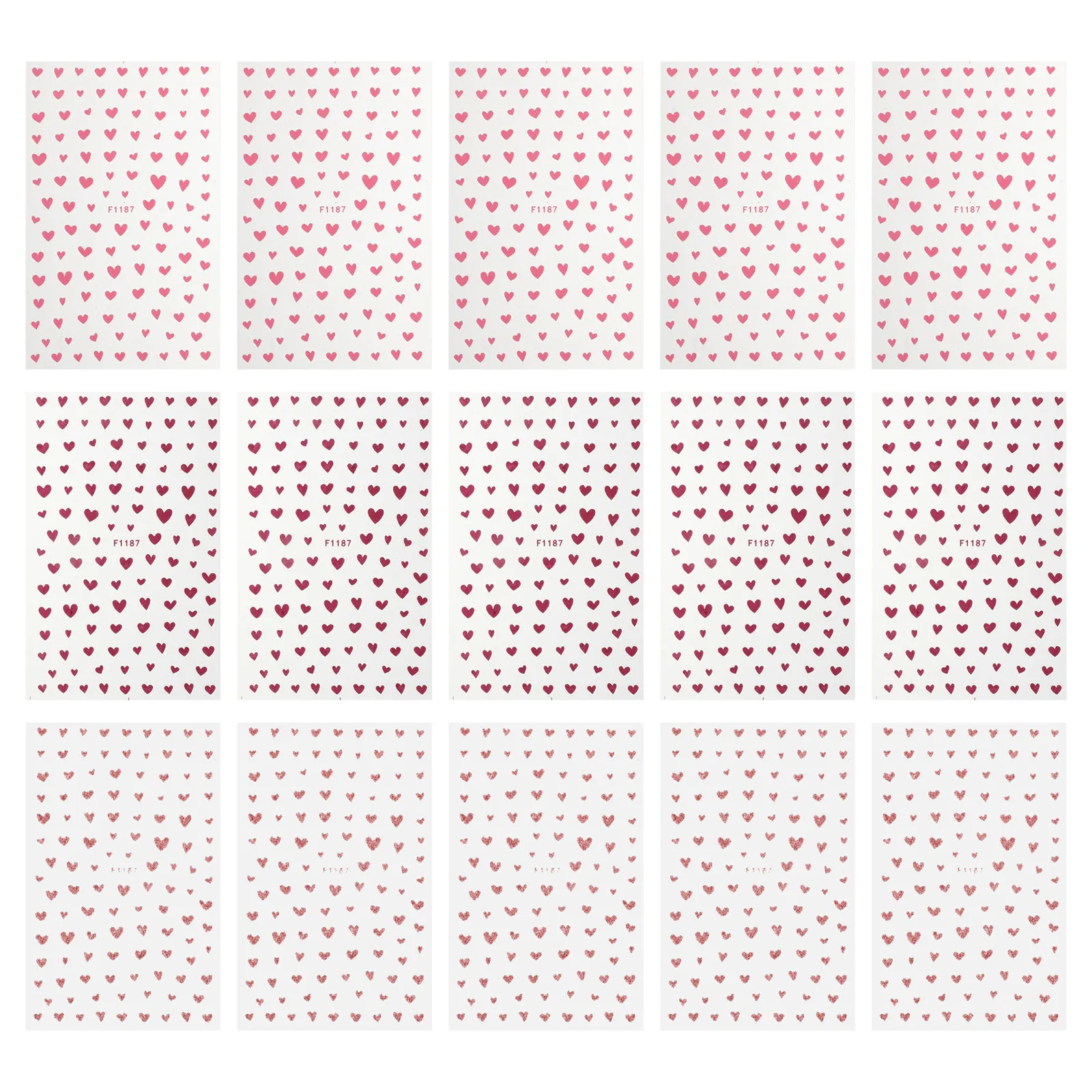 15Sheets Heart-Shaped Nail Stickers for Women Girls Self-Adhesive Love-Themed Nail Art Decals DIY Manicure Romantic Valentine's