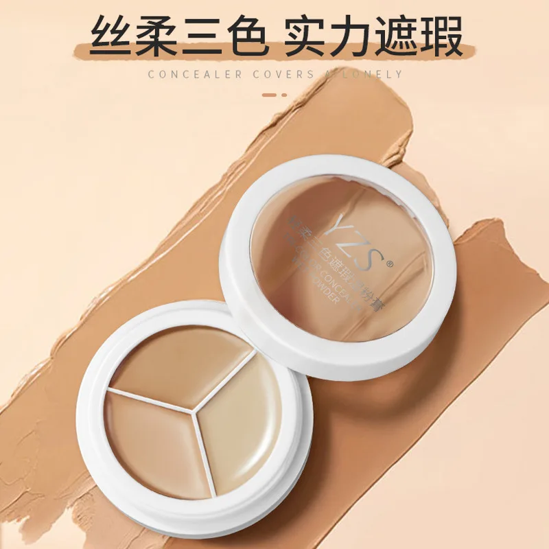 Tri-color Concealer Cover Up Spots Pimple Marks Dark Circles Tear Trough Makeup Foundation Cream That Does Not Take Off Makeup