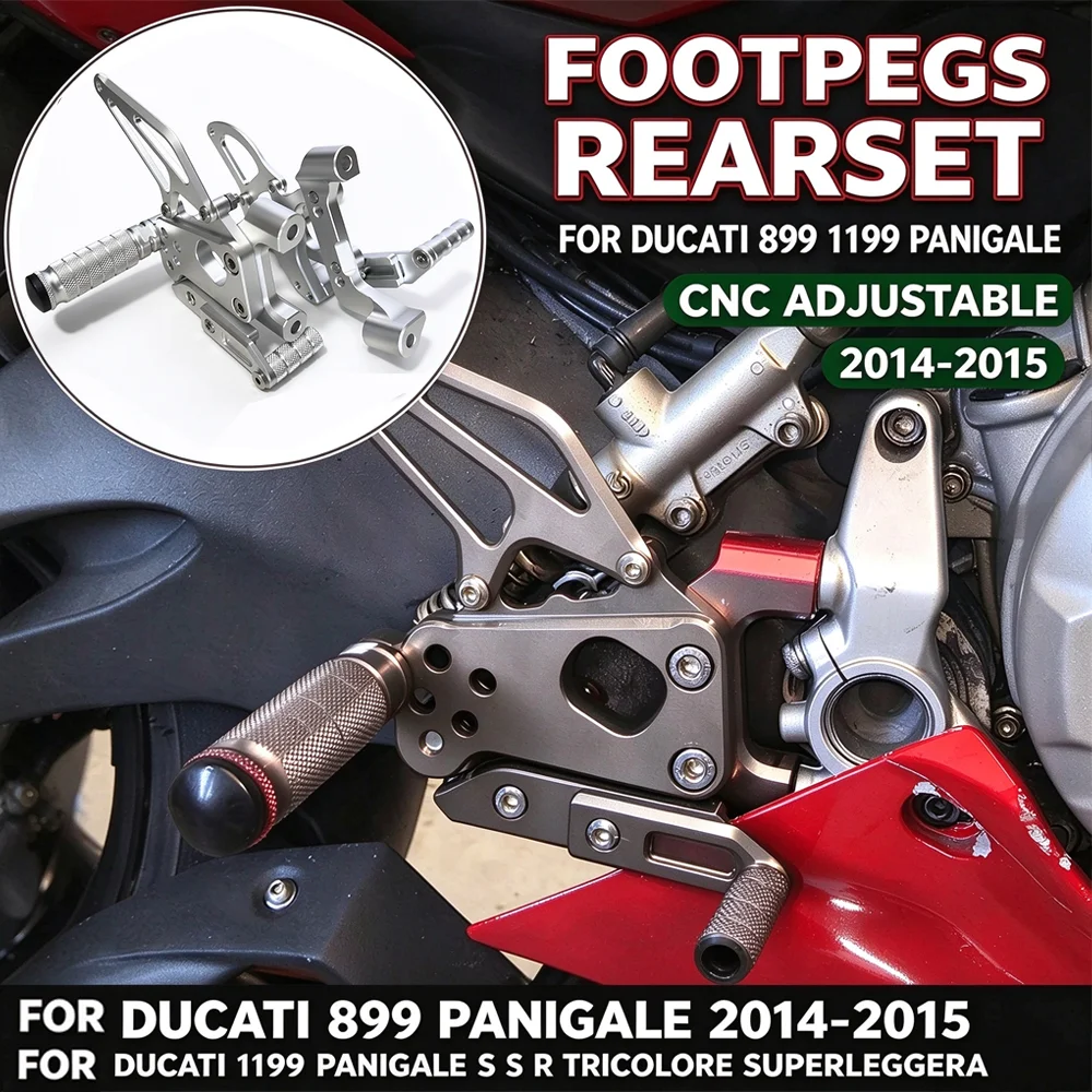 For Ducati 899 Panigale 2014-2015 1199 Panigale S R Tricolore Superlegger Motorcycle CNC Footrest Adjustable Rearset Foot Pegs