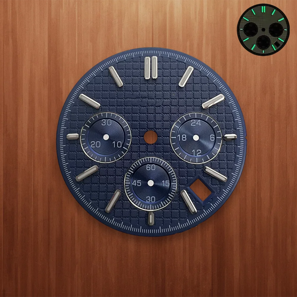 31.8mm S Dial VK63 Oak  six-pointer Dial Fit VK63 Movement Green Luminous High-Quality Watch Modification Accessories Watch case