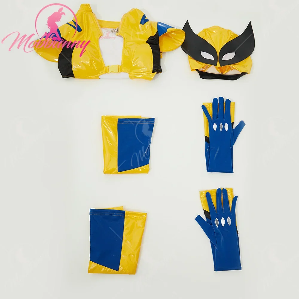 MOBBUNNY Women\'s Lingerie Set Cosplay Costume for Women Bodycon Outfit Cutout Bodysuit with Gloves Mask For Halloween