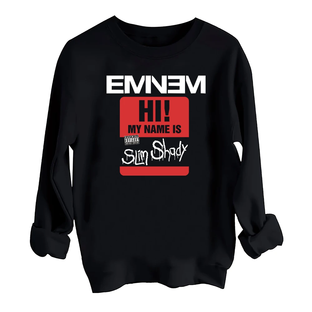 Eminem Hi My Name is Slim Shady Sweatshirt Harajuku Round Neck Long Sleeve Oversize Hoodie