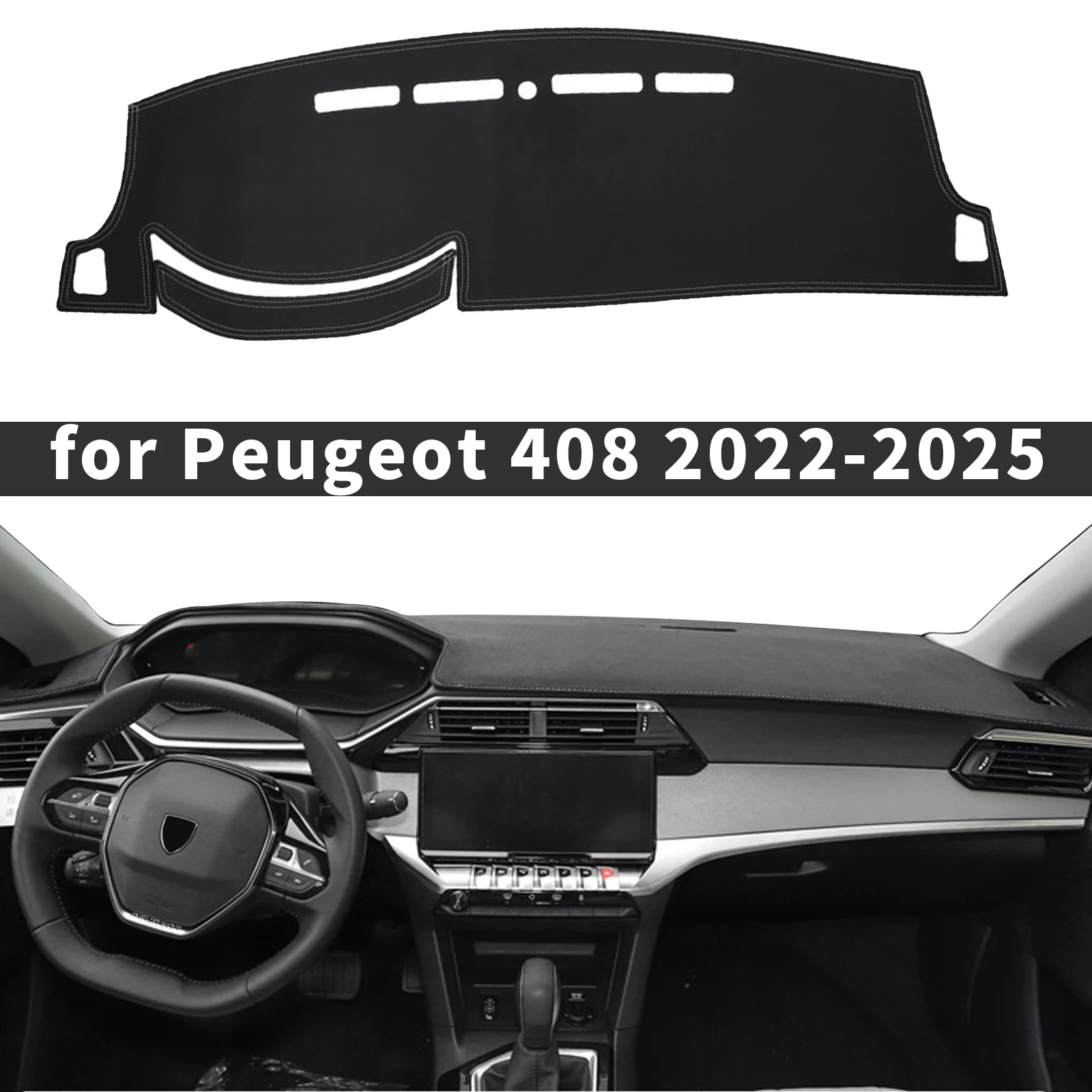 fit for Peugeot 408 2025-2022 fastback Dashmat Dashboard Cover Pad Protective Carpet Car Leather Accessories DashMat Sunshade