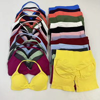 2PCS Impact Gym Set Women Seamless Strappy Yoga Bra Top High Waist Workout Scrunch Shorts Sports Suit Fitness Clothes Sportswear