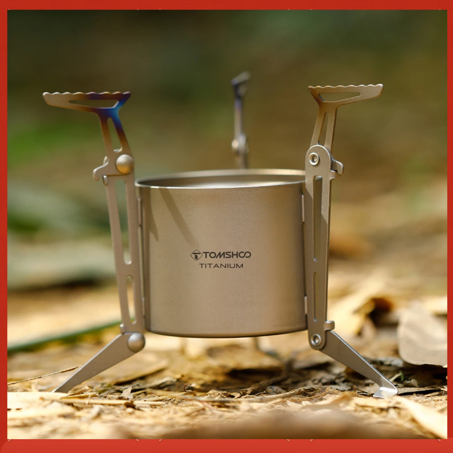 

Титановая спиртовая плита TOMSHOO со складными ножками и опорой для кастрюли для кемпинга, пешего туризма, альпинизма, уличной кухонной плиты