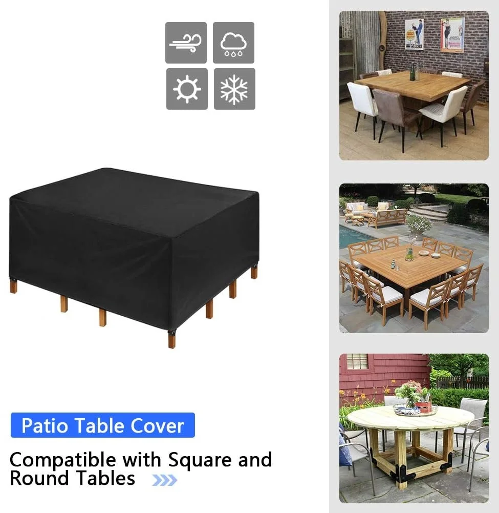 Patio Furniture Cover,Square/Round Patio Table Cover, Easy On/Off,Waterproof Dustproof Cover for Outdoor Dining Table Set