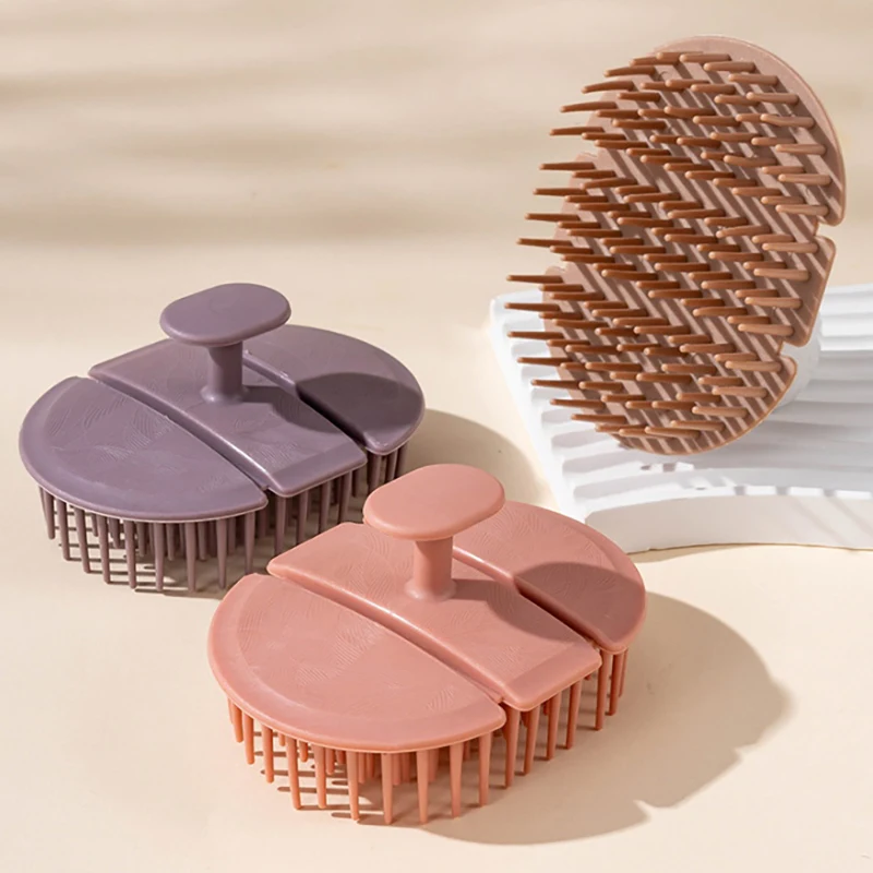 Tri-fold Massage Hair Brush Head For Washing Hair Scalp Brush Scrubber Dandruff Removal Wet Dry For Men And Women-B2