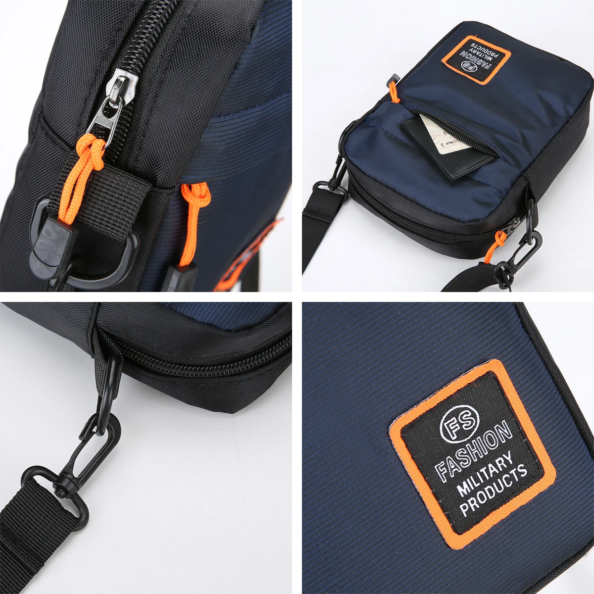 Men’s Lightweight Nylon Crossbody Bag Multiple Compartments Zipper Square Bag Adjustable Strap Crossbody Bag For Daily Use image 4