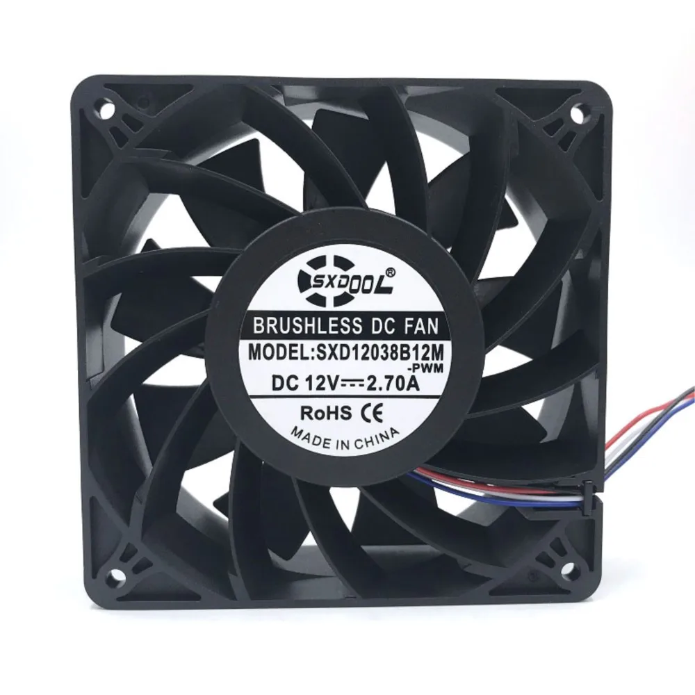 SXDOOL SXD12038B12M 12038 DC12V 4500RPM 200CFM Cooling Fan for Antminer Bitmain S7 S9, High Airflow Miner