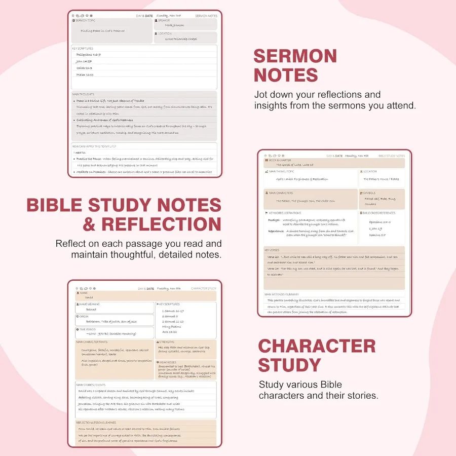 성경 공부 저널 세트 기독교 성경 공부 키트 (가이드형 A5 저널, 펜 11개, 스티커 메모 및 스티커, 묵상, 신앙 기반 선물 포함)