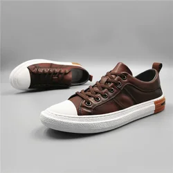 Lightweight comfortable White Cowhide Men's Shoes Real Leather Shoes High Quality Brown