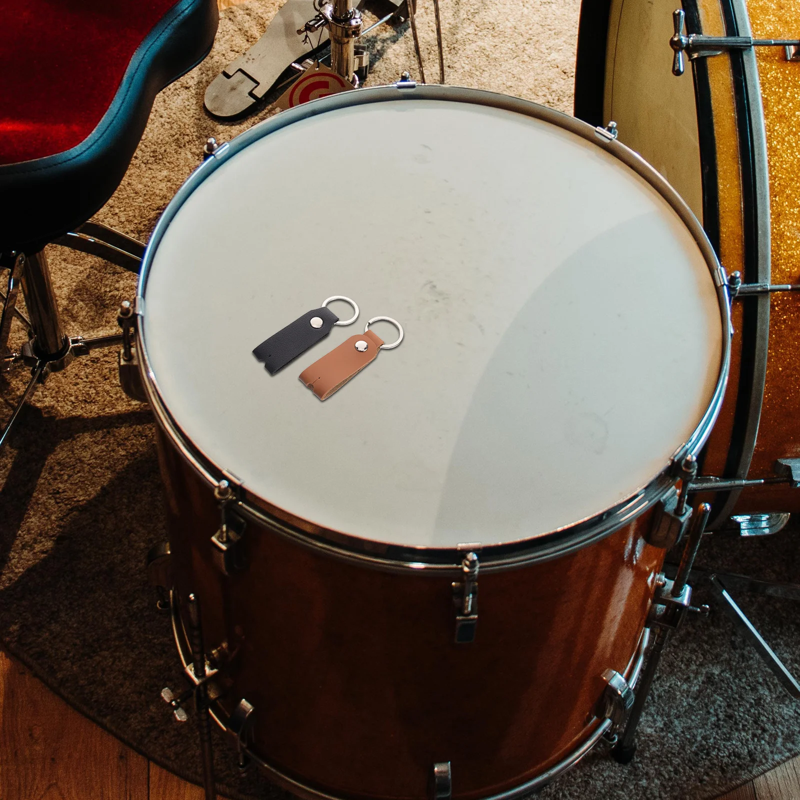 

2Pcs Drum Key Protection Covers Brown Black PU Sleeve Snug Fit Drum Tuning Wrench Accessory Drummer Accessories