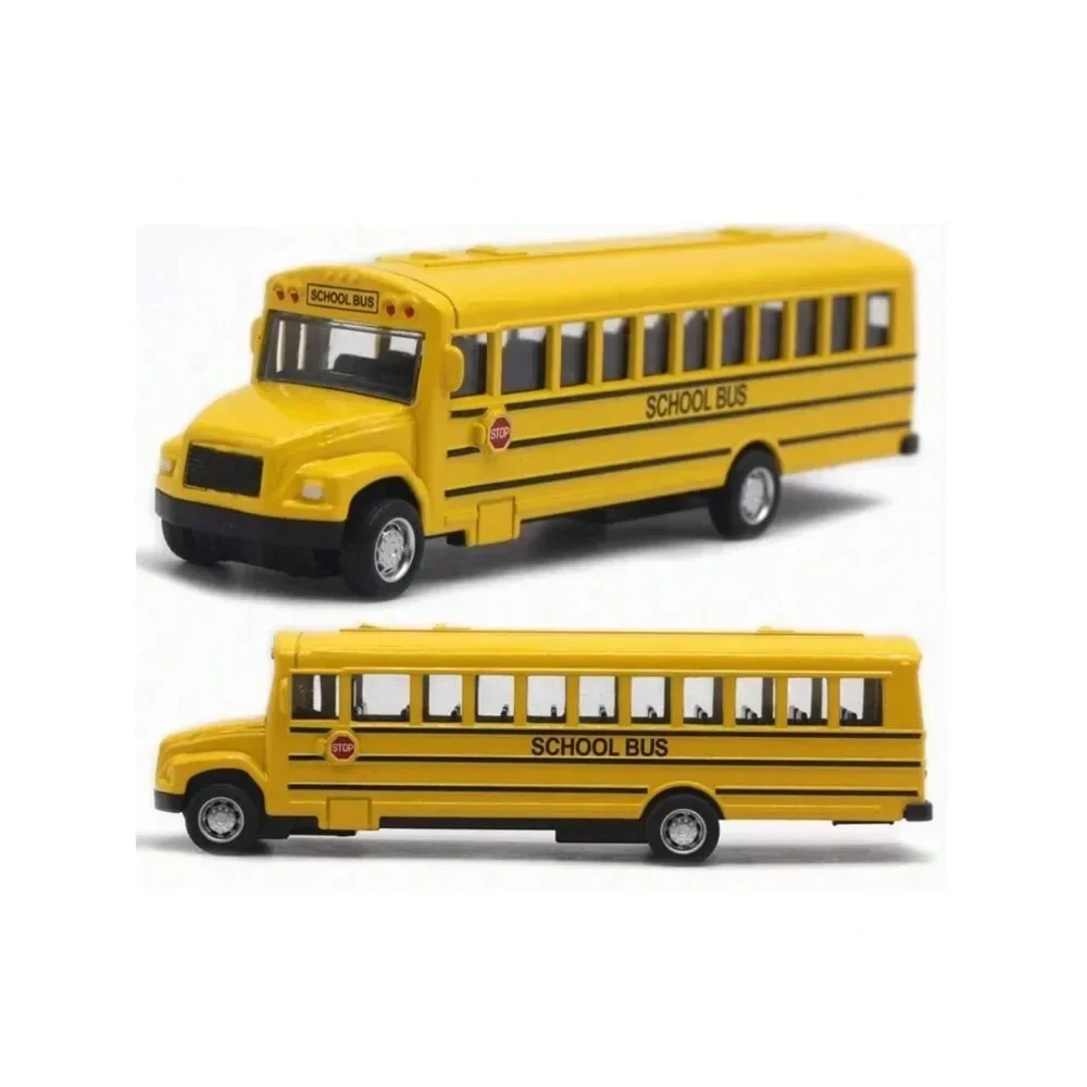 Alloy School Bus Model, Indoor Battery Free Gaming Pocket Toy, 14cm, Small Size, Die-Casting Car