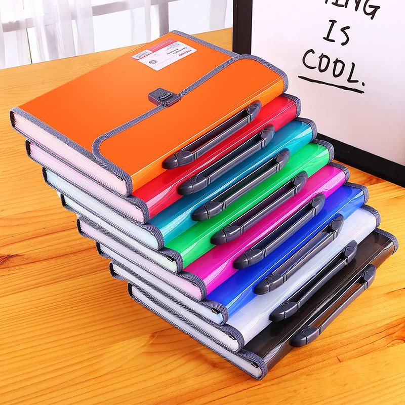 Plastic File Wallet Accordion Folder 13 Pockets Expanding File Folder with Handle Expandable Document Organizer with Flap&Buckle