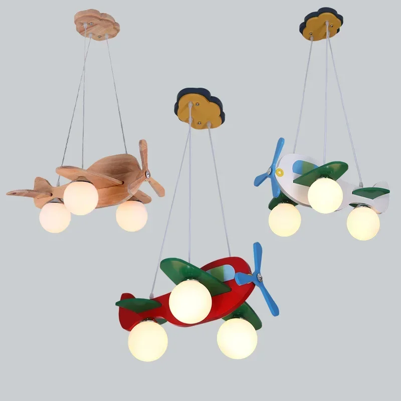 Imagem -05 - Nordic Modern Minimalista Log Airplane Chandeliers para Meninos e Meninas Lâmpadas Pendant Led Decoração de Iluminação Criativa Quarto das Crianças Quarto