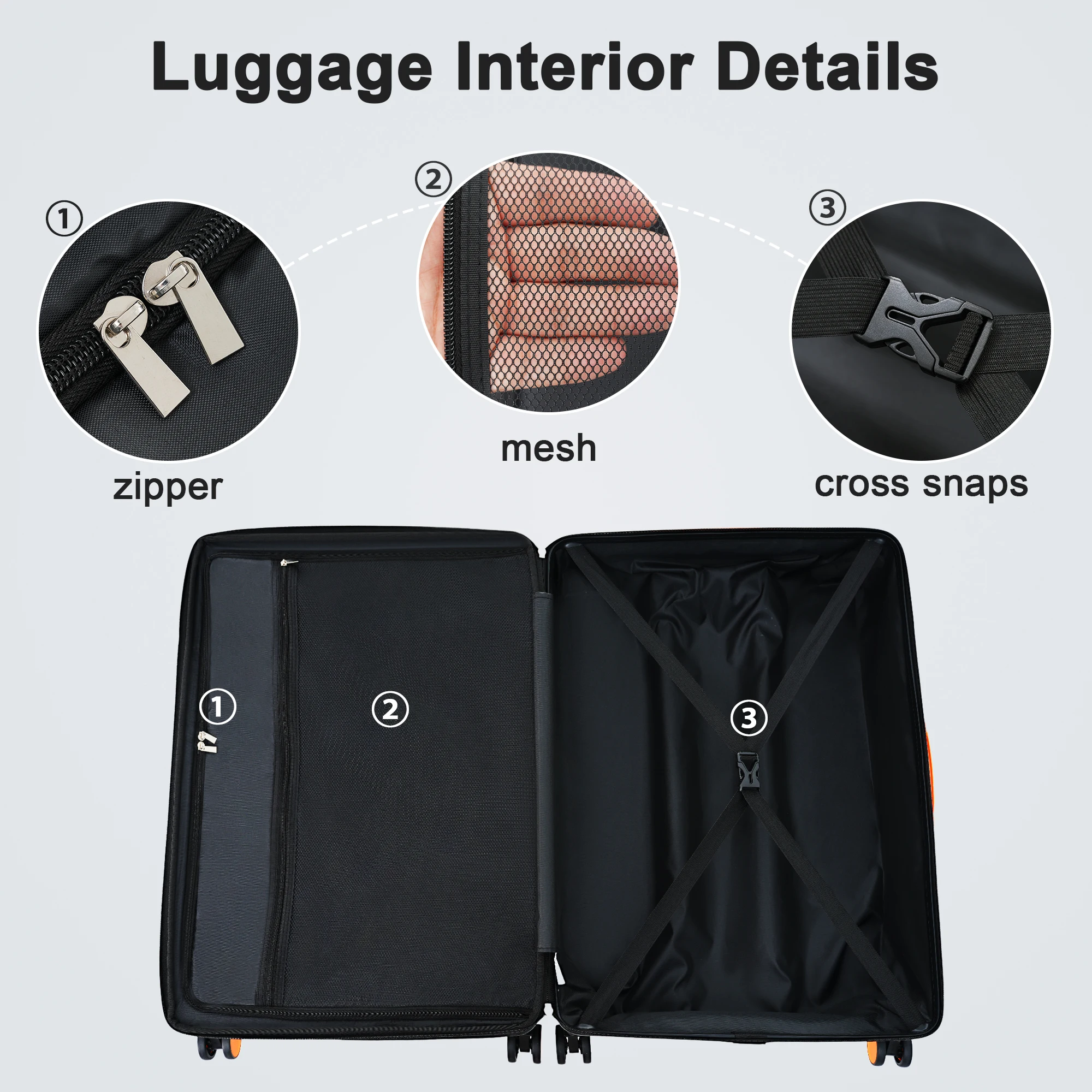 ZHUISHU-Contraste Cor Hardshell Bagagem Case, Expansível Spinner Mala com TSA Bloqueio, Leve Sacos De Bagagem, Sacos De Viagem, 24"