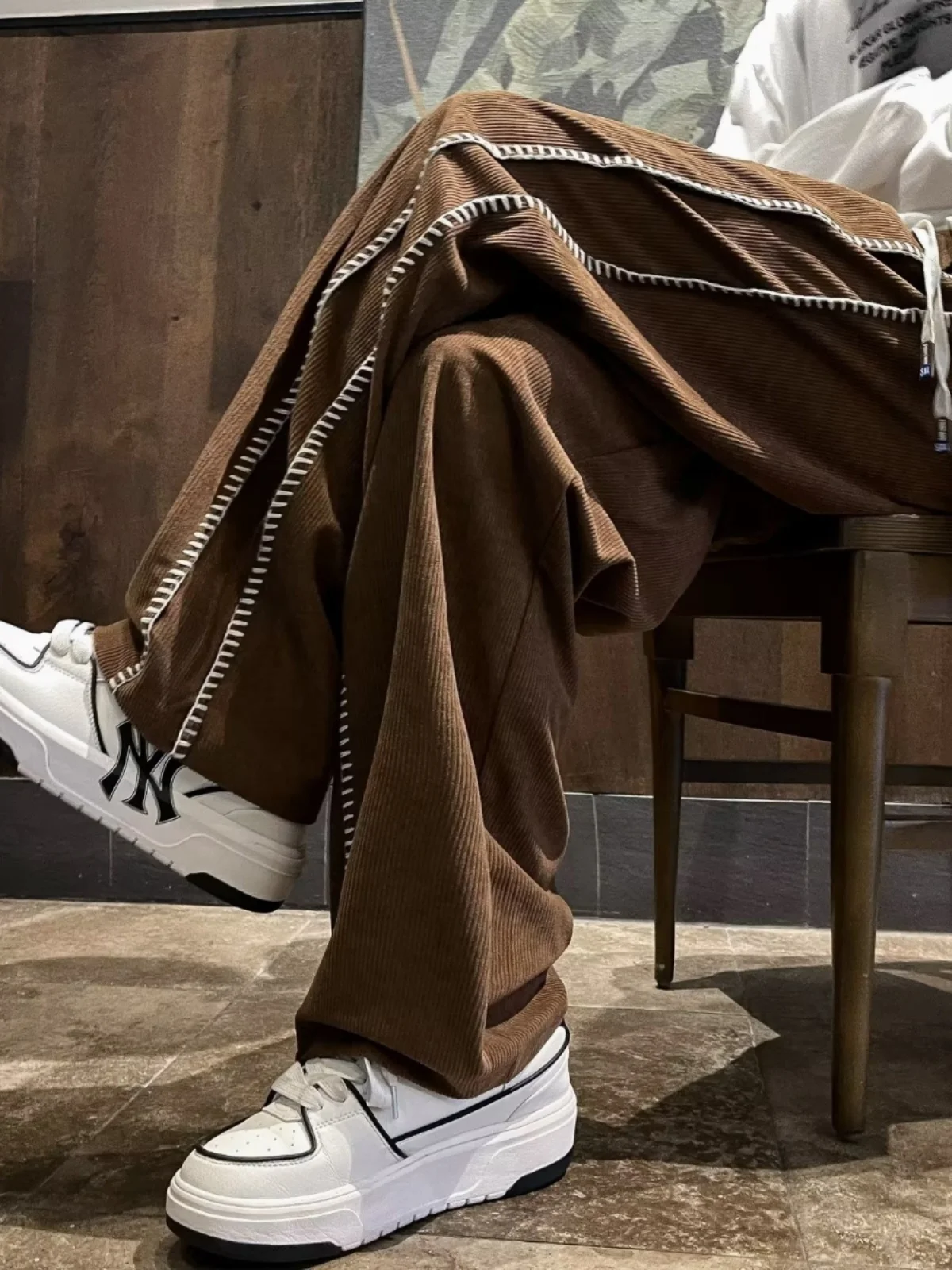 

Мужские коричневые вельветовые брюки на осень-зиму, утепленные, прямого кроя, повседневные, свободные, широкие, модные, молодежные