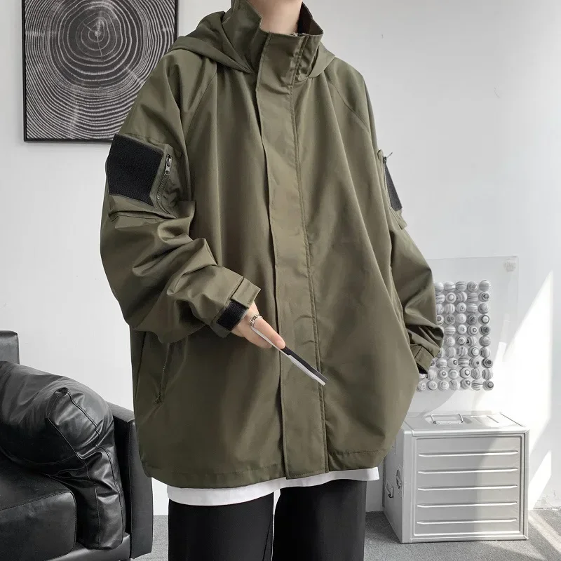 

New Style Fashionable Outdoor Sports Hooded Solid Color Loose Casual Jacket Coat for Men in Autumn From High-end Trendy Brands